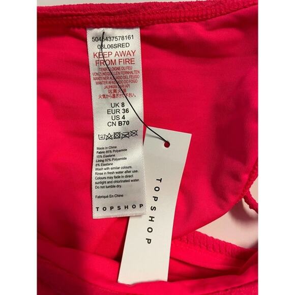 Topshop Crinkle High Tie Bikini Bottom Red Size 4 - Picture 6 of 9
